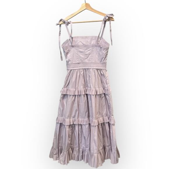 ULLA JOHNSON Lune Tiered Cotton Midi Dress Size 4 - Picture 6 of 11